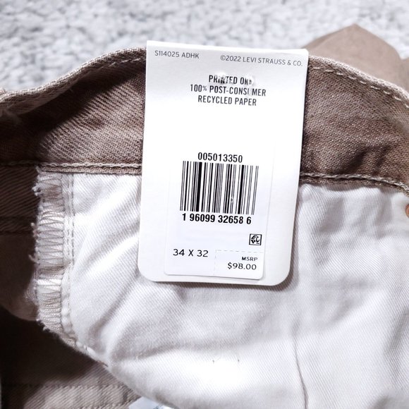 Levi's Fresh 501 Original Jeans Men's 34 x 32 Light Brown Straight Button Fly - Picture 5 of 13